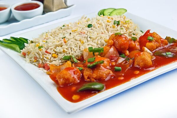 Chicken Manchurian with Egg Fried Rice