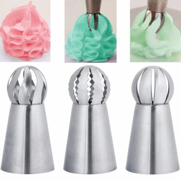3pcs Stainless Steel Flower Icing Piping Nozzles Pastry Cake Cream Cupcake Decorating Nozzles Tips Set NEW